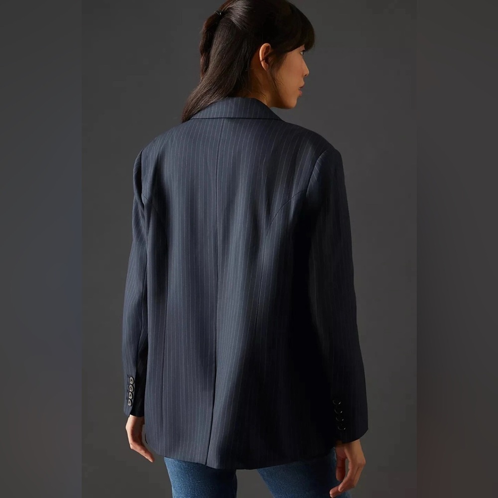 Women’s Mare Mare Anthropologie Pinstripe Oversized Blazer Button Up Size Small - Picture 5 of 16